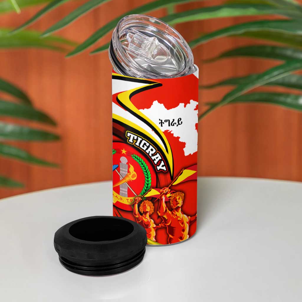 Ethiopia Tigray 4 in 1 Can Cooler Tumbler Revolution Emblem Freedom Fighters and Flag