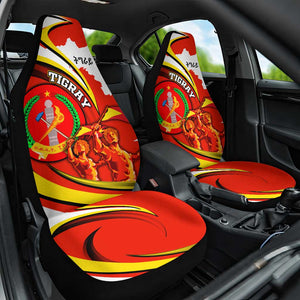Ethiopia Tigray Car Seat Cover Revolution Emblem Freedom Fighters and Flag