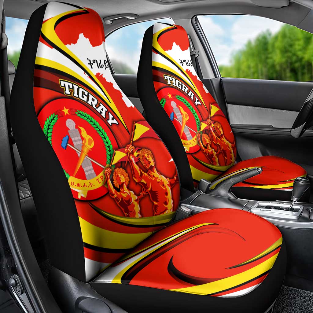 Ethiopia Tigray Car Seat Cover Revolution Emblem Freedom Fighters and Flag