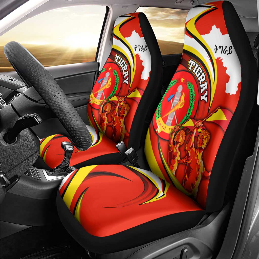 Ethiopia Tigray Car Seat Cover Revolution Emblem Freedom Fighters and Flag