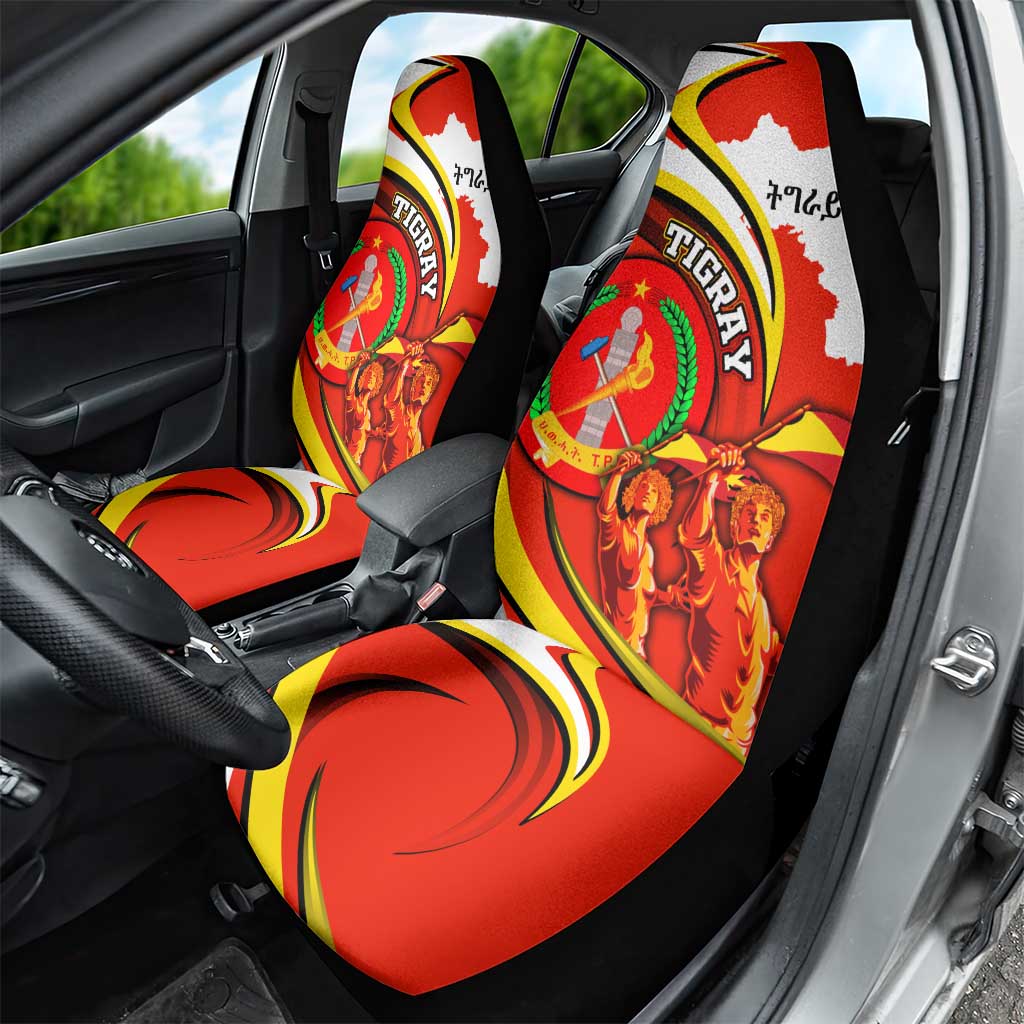 Ethiopia Tigray Car Seat Cover Revolution Emblem Freedom Fighters and Flag