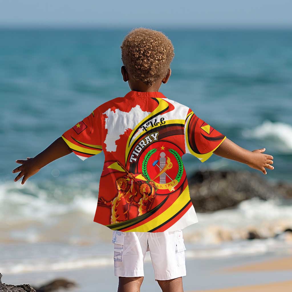 Ethiopia Tigray Kid Hawaiian Shirt Revolution Emblem Freedom Fighters and Flag