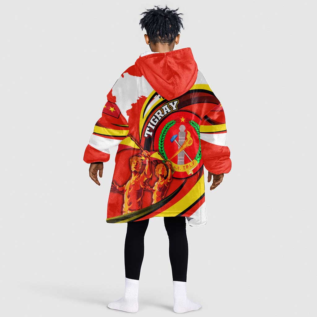 Ethiopia Tigray Kid Wearable Blanket Hoodie Revolution Emblem Freedom Fighters and Flag
