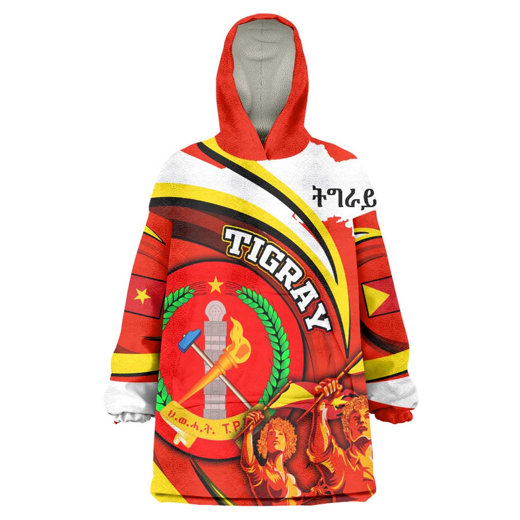 Ethiopia Tigray Kid Wearable Blanket Hoodie Revolution Emblem Freedom Fighters and Flag