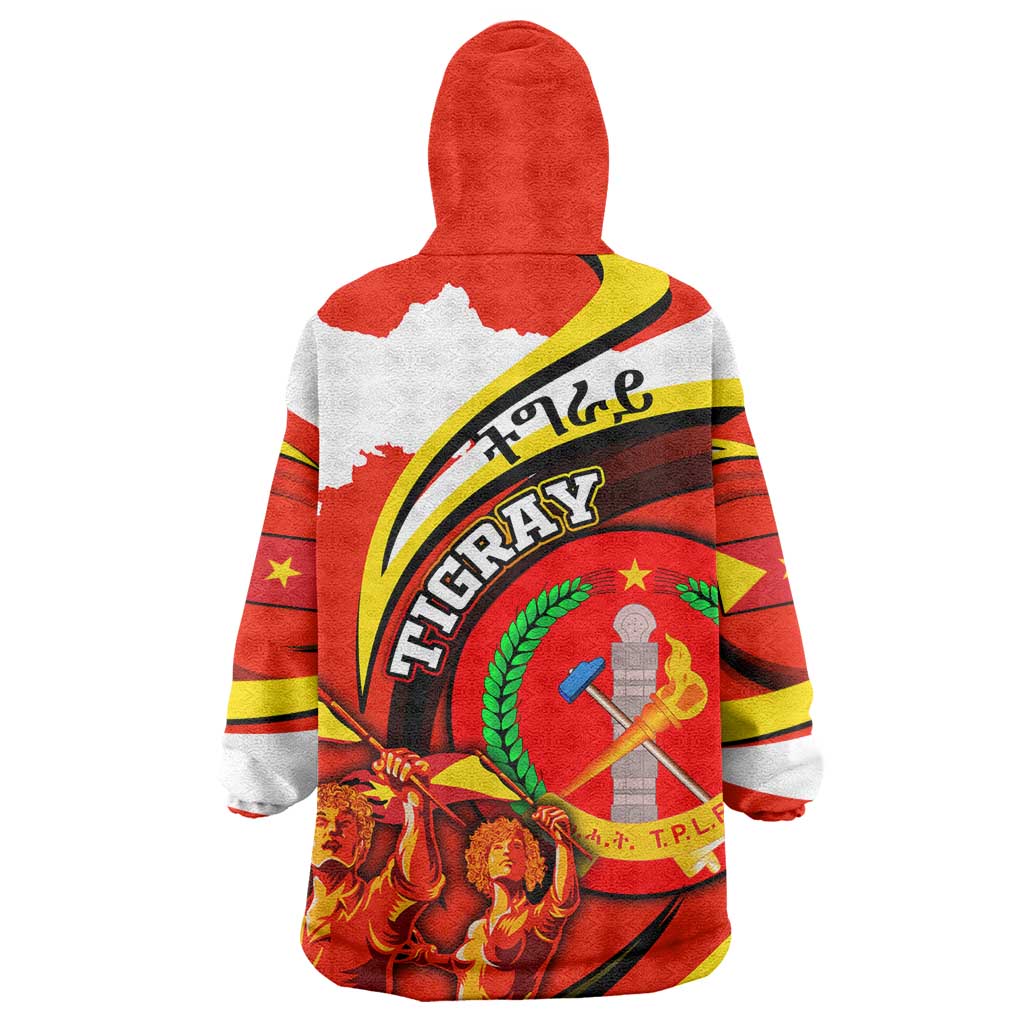Ethiopia Tigray Kid Wearable Blanket Hoodie Revolution Emblem Freedom Fighters and Flag