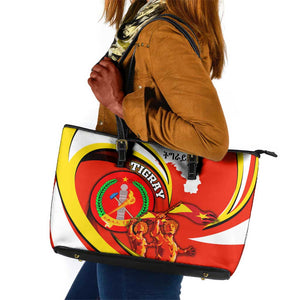 Ethiopia Tigray Leather Tote Bag Revolution Emblem Freedom Fighters and Flag