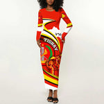 Ethiopia Tigray Long Sleeve Bodycon Dress Revolution Emblem Freedom Fighters and Flag DT02