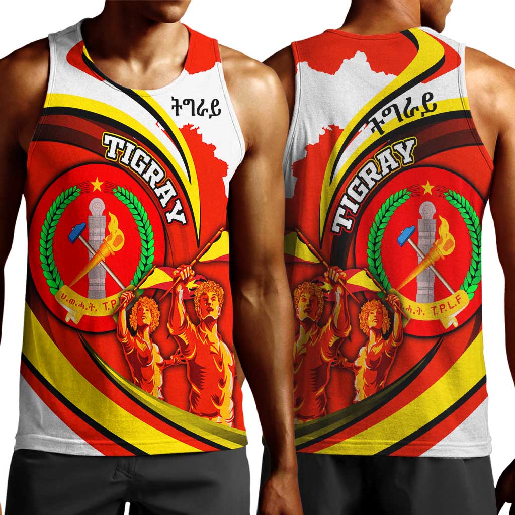 Ethiopia Tigray Men Tank Top Revolution Emblem Freedom Fighters and Flag