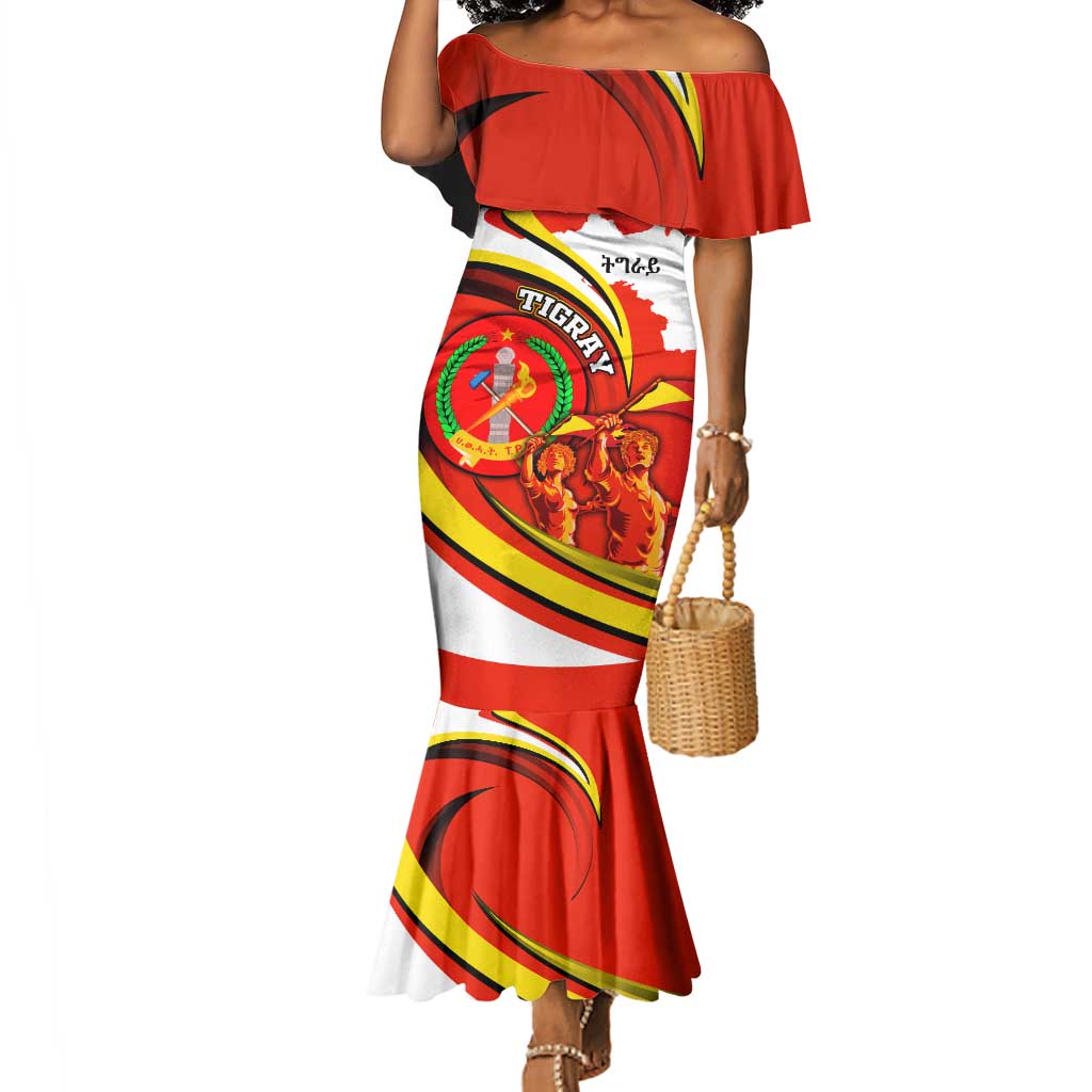 Ethiopia Tigray Mermaid Dress Revolution Emblem Freedom Fighters and Flag