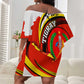 Ethiopia Tigray Off Shoulder Short Dress Revolution Emblem Freedom Fighters and Flag
