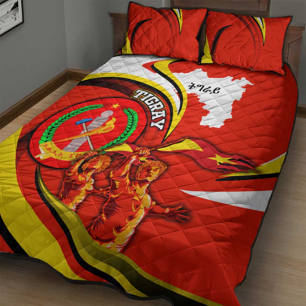 Ethiopia Tigray Quilt Bed Set Revolution Emblem Freedom Fighters and Flag
