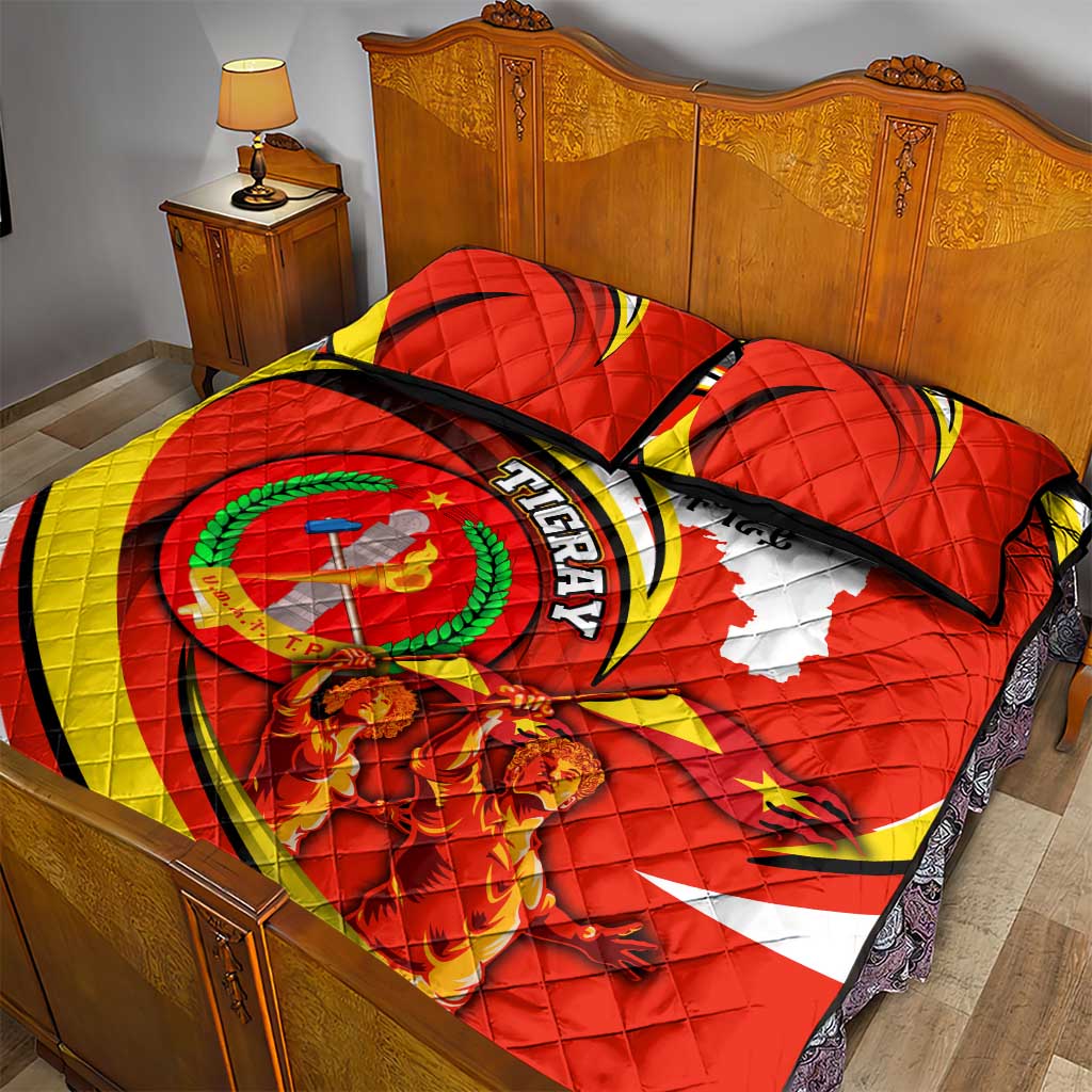 Ethiopia Tigray Quilt Bed Set Revolution Emblem Freedom Fighters and Flag