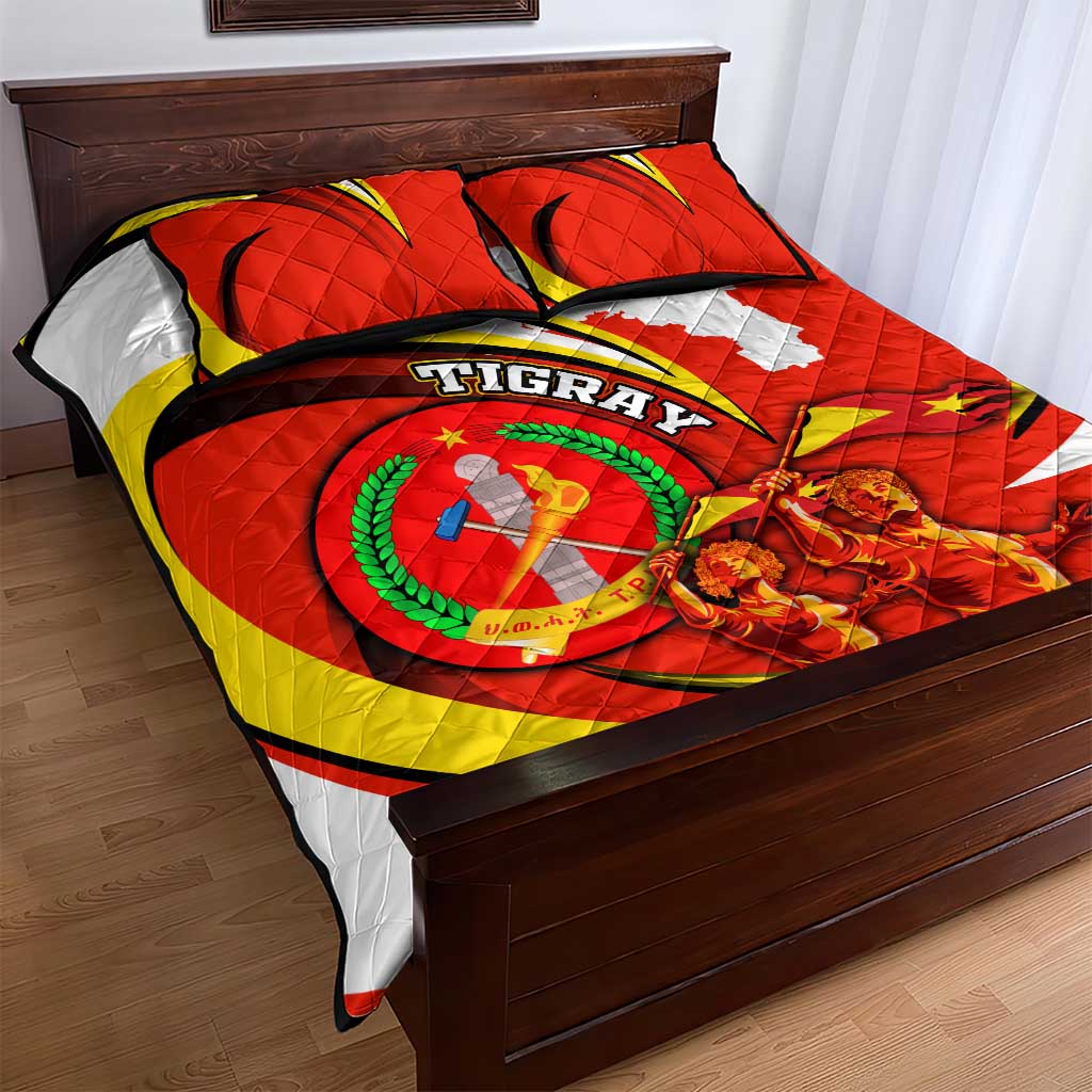Ethiopia Tigray Quilt Bed Set Revolution Emblem Freedom Fighters and Flag
