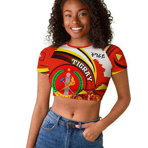 Ethiopia Tigray Raglan Cropped T shirt Revolution Emblem Freedom Fighters and Flag