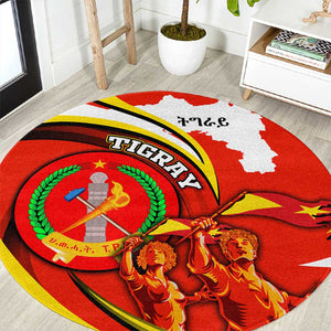 Ethiopia Tigray Round Carpet Revolution Emblem Freedom Fighters and Flag