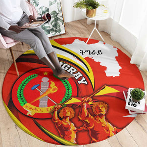 Ethiopia Tigray Round Carpet Revolution Emblem Freedom Fighters and Flag