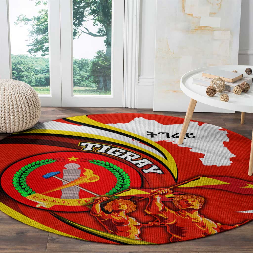 Ethiopia Tigray Round Carpet Revolution Emblem Freedom Fighters and Flag