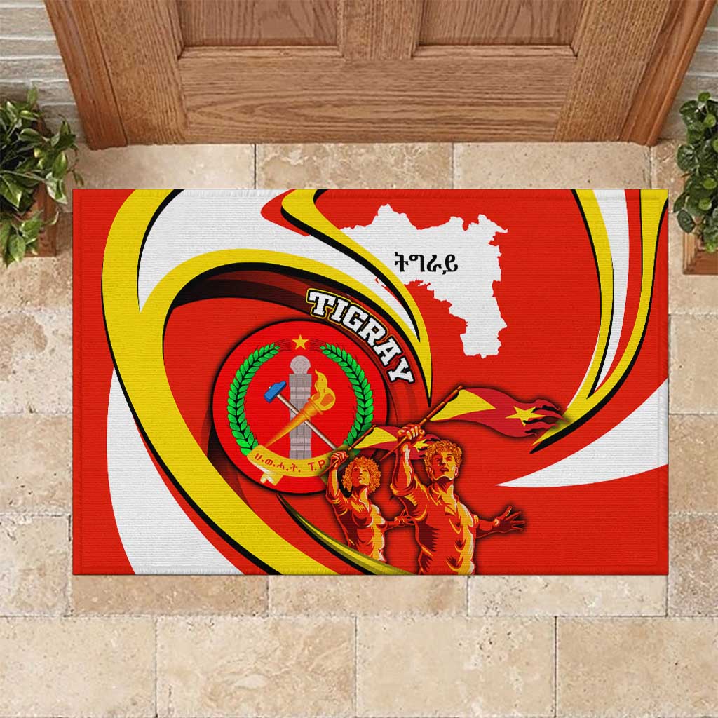 Ethiopia Tigray Rubber Doormat Revolution Emblem Freedom Fighters and Flag