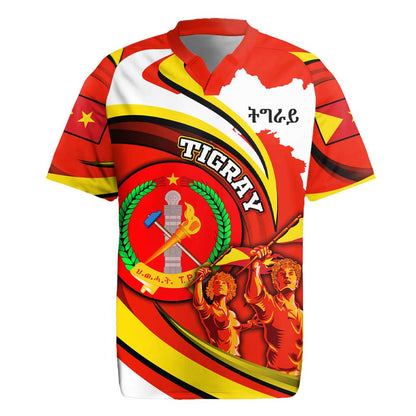 Ethiopia Tigray Rugby Jersey Revolution Emblem Freedom Fighters and Flag