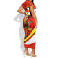 Ethiopia Tigray Short Sleeve Bodycon Dress Revolution Emblem Freedom Fighters and Flag DT02