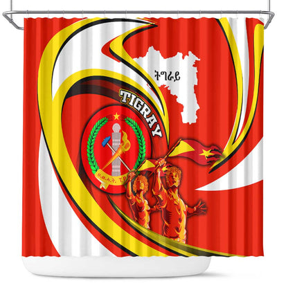 Ethiopia Tigray Shower Curtain Revolution Emblem Freedom Fighters and Flag