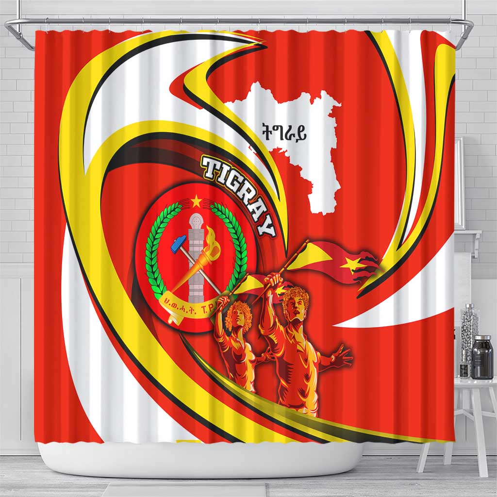 Ethiopia Tigray Shower Curtain Revolution Emblem Freedom Fighters and Flag