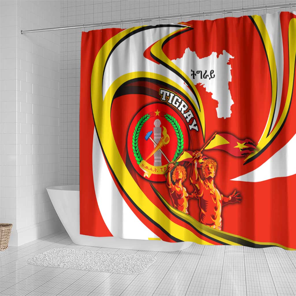 Ethiopia Tigray Shower Curtain Revolution Emblem Freedom Fighters and Flag