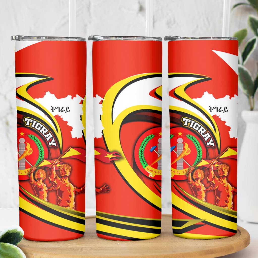 Ethiopia Tigray Skinny Tumbler Revolution Emblem Freedom Fighters and Flag