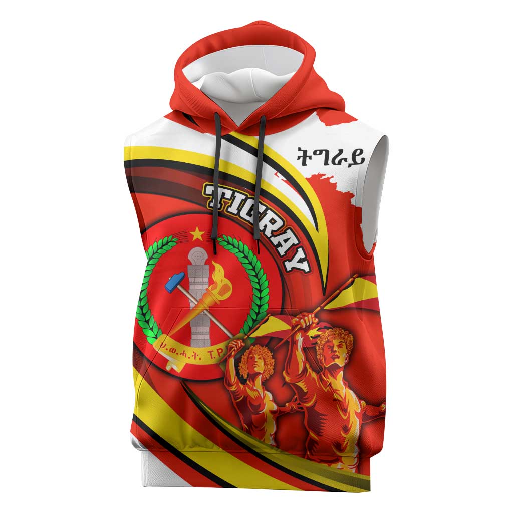 Ethiopia Tigray Sleeveless Hoodie Revolution Emblem Freedom Fighters and Flag - African Pride