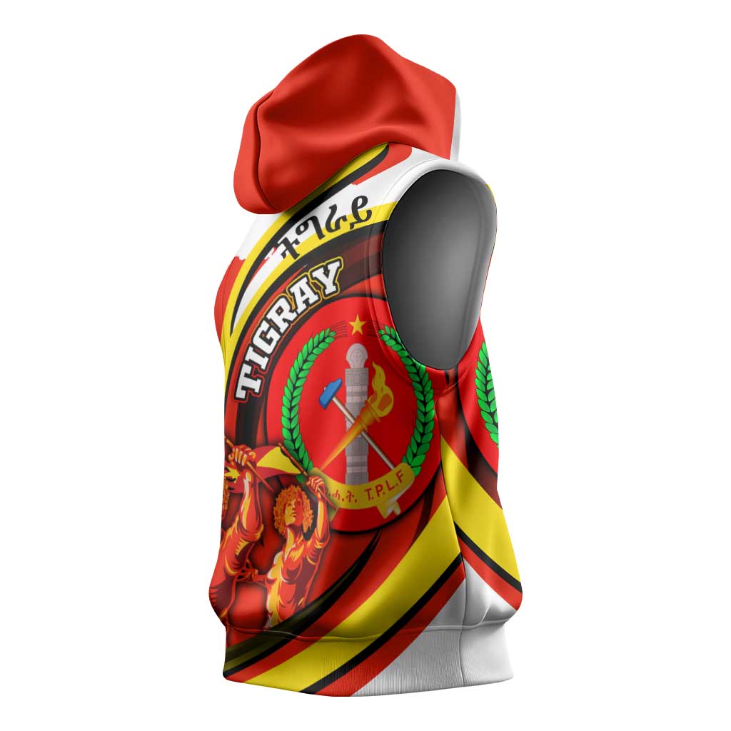 Ethiopia Tigray Sleeveless Hoodie Revolution Emblem Freedom Fighters and Flag - African Pride