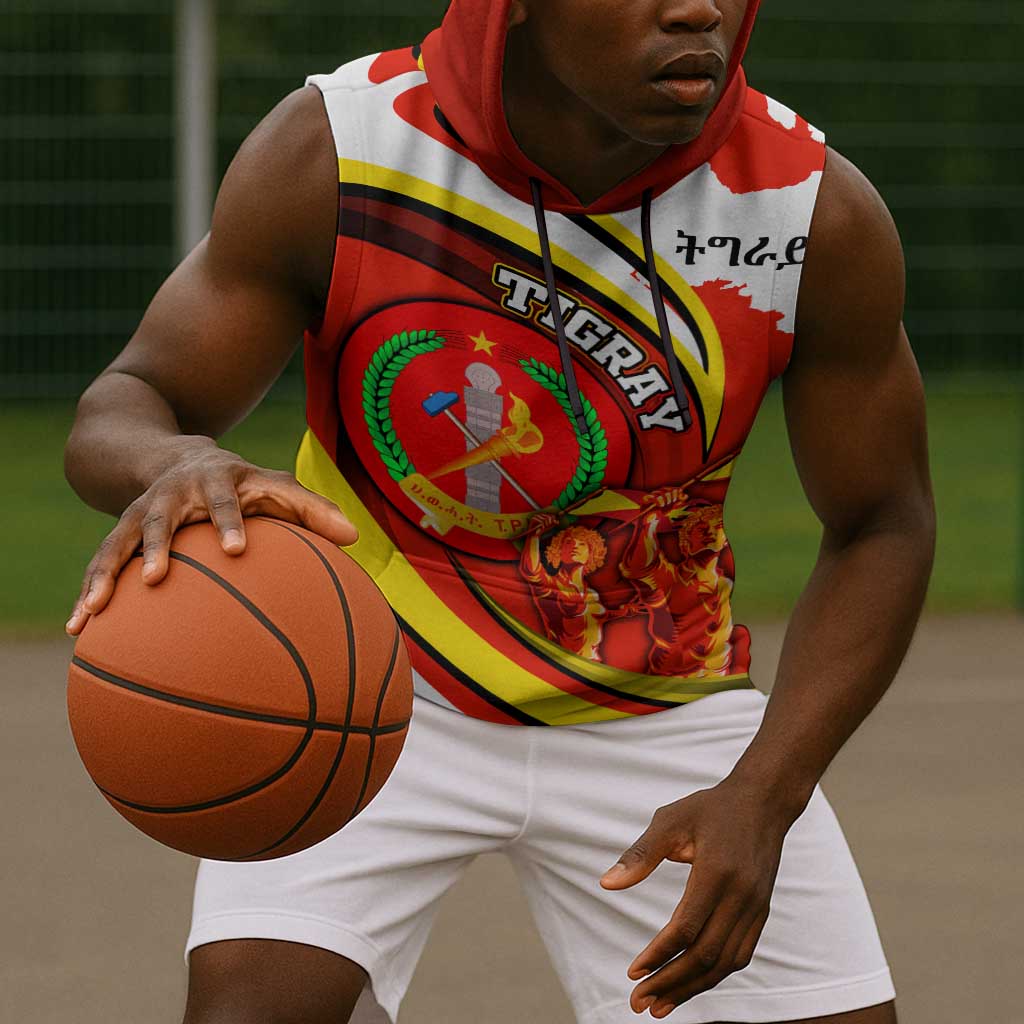 Ethiopia Tigray Sleeveless Hoodie Revolution Emblem Freedom Fighters and Flag - African Pride