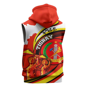 Ethiopia Tigray Sleeveless Zip Hoodie Revolution Emblem Freedom Fighters and Flag - African Pride