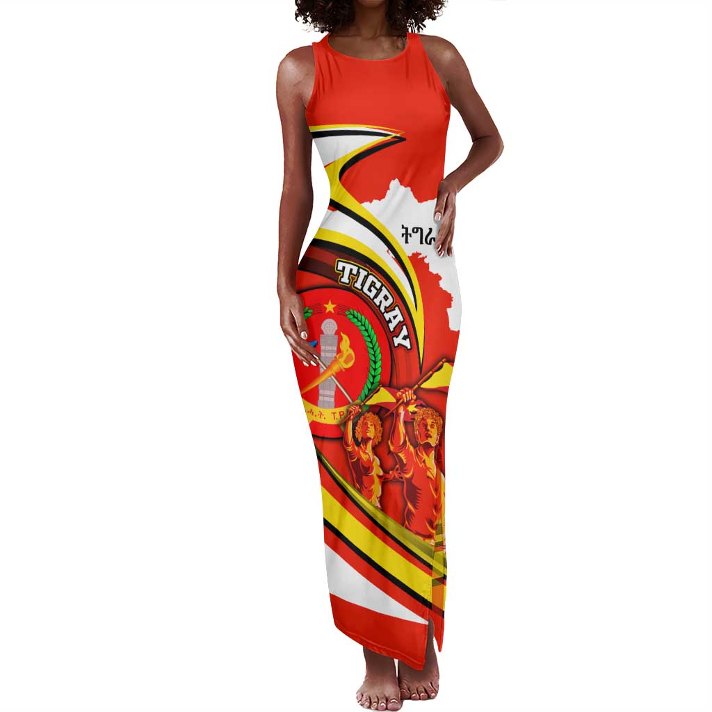 Ethiopia Tigray Tank Maxi Dress Revolution Emblem Freedom Fighters and Flag