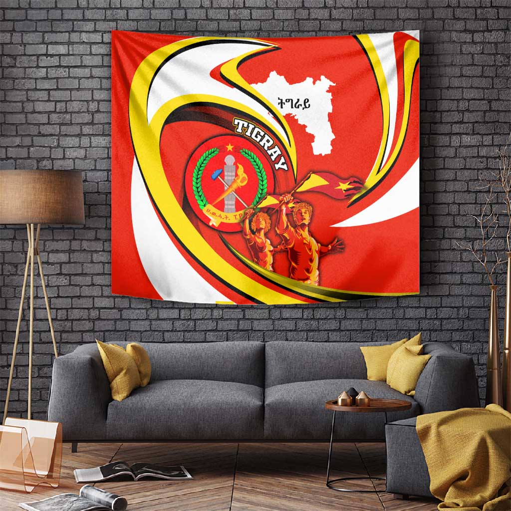 Ethiopia Tigray Tapestry Revolution Emblem Freedom Fighters and Flag