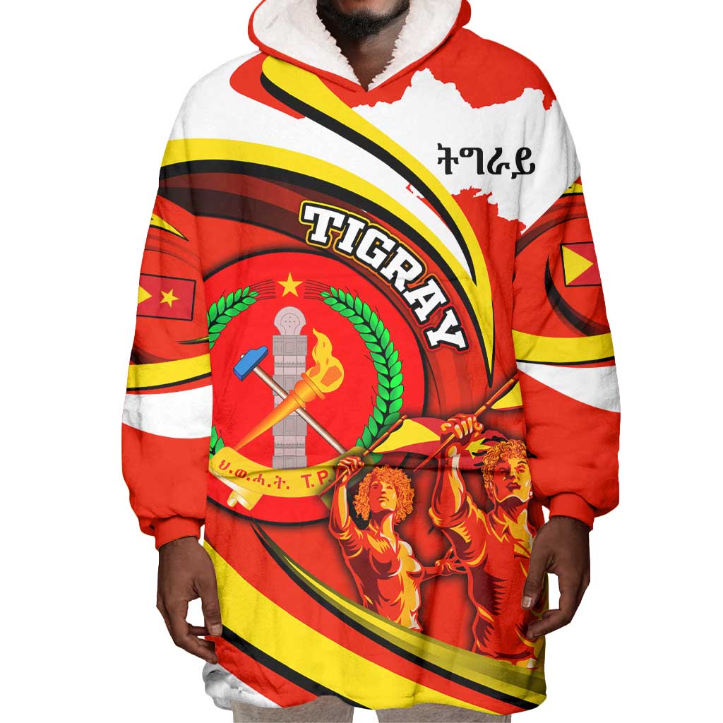 Ethiopia Tigray Wearable Blanket Hoodie Revolution Emblem Freedom Fighters and Flag