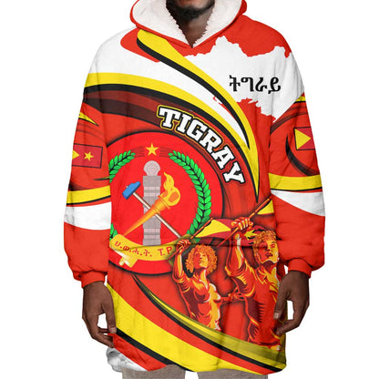 Ethiopia Tigray Wearable Blanket Hoodie Revolution Emblem Freedom Fighters and Flag