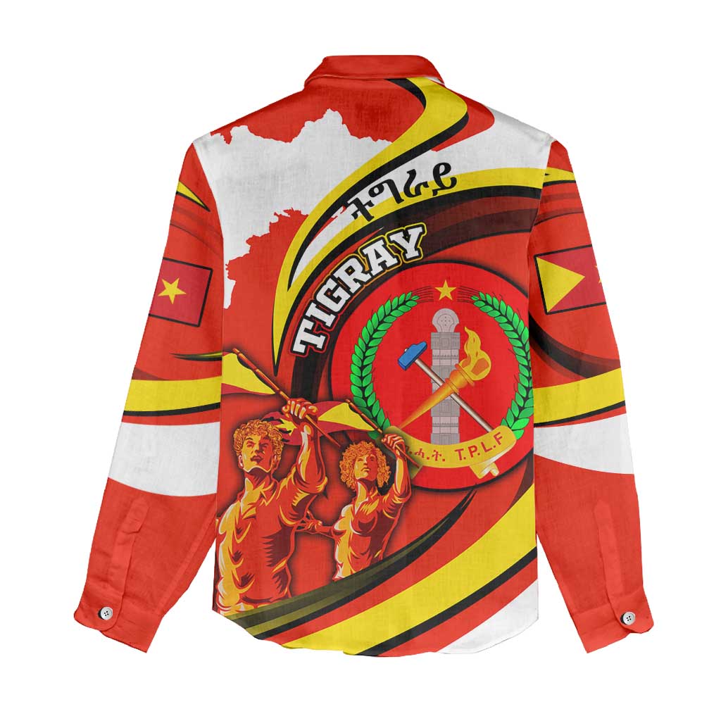 Ethiopia Tigray Women Casual Shirt Revolution Emblem Freedom Fighters and Flag