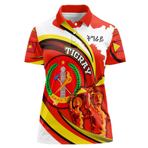Ethiopia Tigray Women Polo Shirt Revolution Emblem Freedom Fighters and Flag