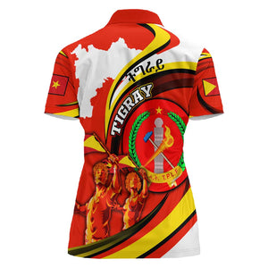 Ethiopia Tigray Women Polo Shirt Revolution Emblem Freedom Fighters and Flag
