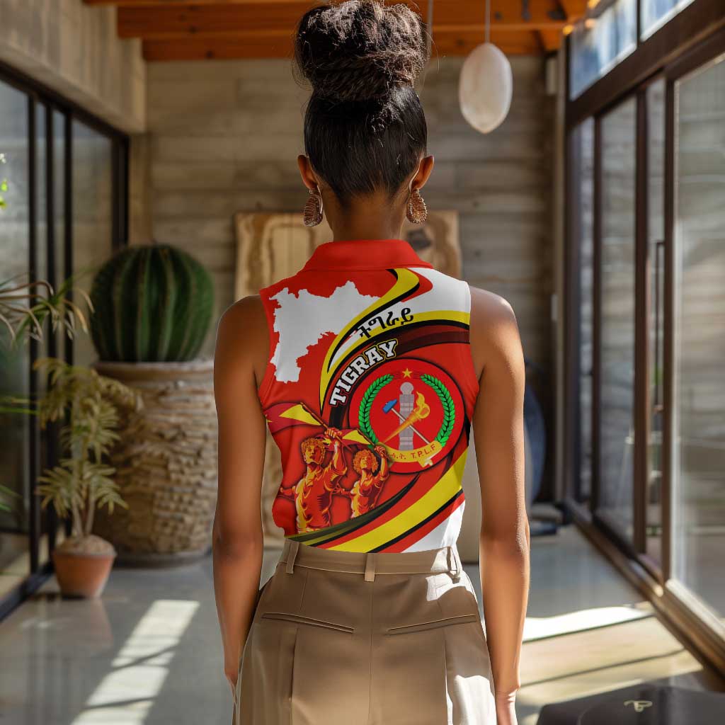 Ethiopia Tigray Women Sleeveless Polo Shirt Revolution Emblem Freedom Fighters and Flag