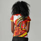 Ethiopia Tigray Women V-Neck T-Shirt Revolution Emblem Freedom Fighters and Flag