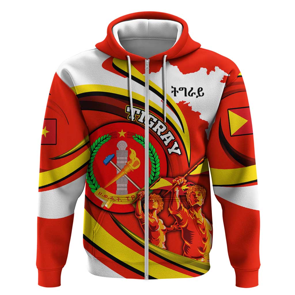 Ethiopia Tigray Zip Hoodie Revolution Emblem Freedom Fighters and Flag