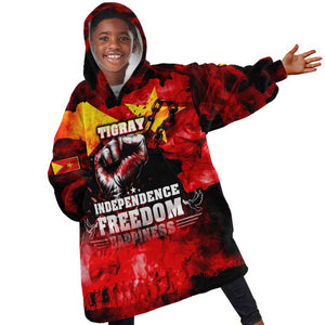 Tigrayans Independence Kid Wearable Blanket Hoodie I Stand with Tigray - Fist of Freedom