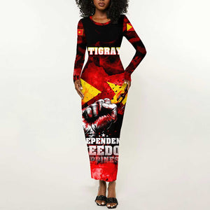 Tigrayans Independence Long Sleeve Bodycon Dress I Stand with Tigray - Fist of Freedom DT02