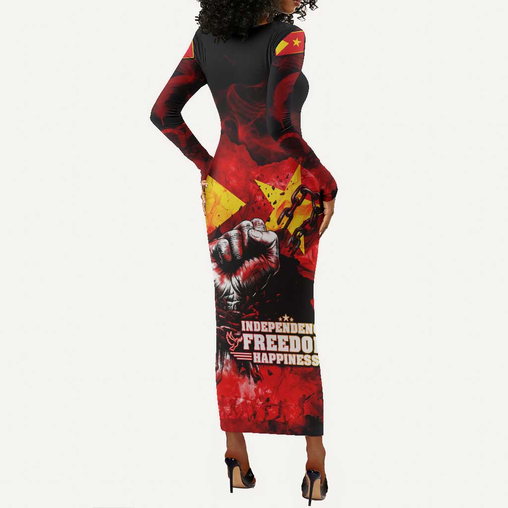 Tigrayans Independence Long Sleeve Bodycon Dress I Stand with Tigray - Fist of Freedom DT02