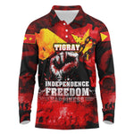 Tigrayans Independence Long Sleeve Polo Shirt I Stand with Tigray - Fist of Freedom