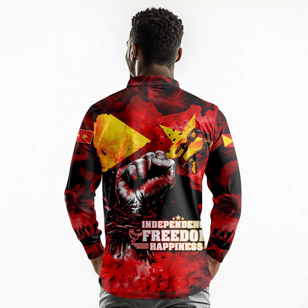 Tigrayans Independence Long Sleeve Polo Shirt I Stand with Tigray - Fist of Freedom