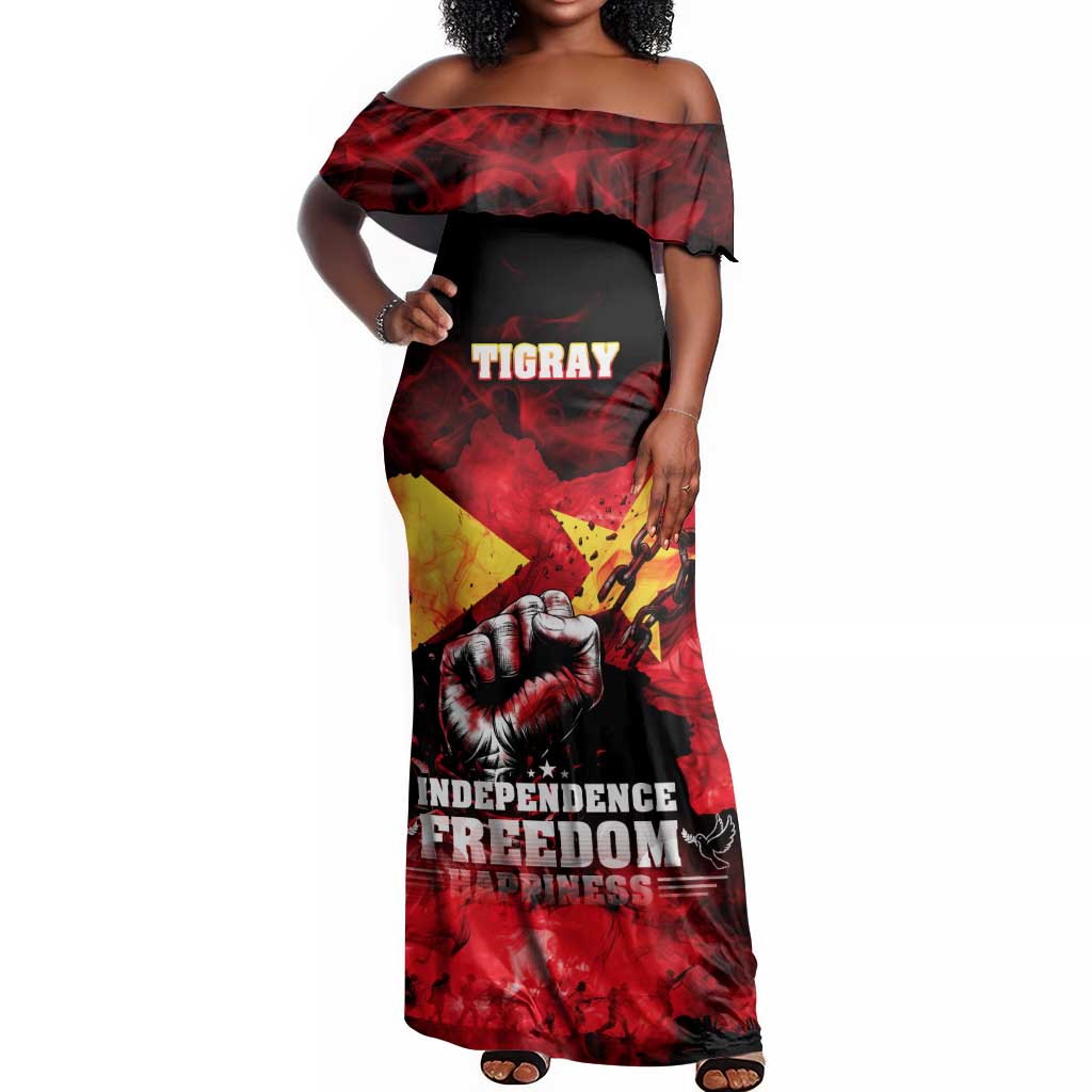 Tigrayans Independence Off Shoulder Maxi Dress I Stand with Tigray - Fist of Freedom