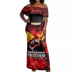Tigrayans Independence Off Shoulder Maxi Dress I Stand with Tigray - Fist of Freedom