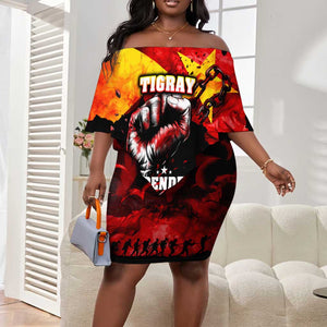 Tigrayans Independence Off Shoulder Short Dress I Stand with Tigray - Fist of Freedom